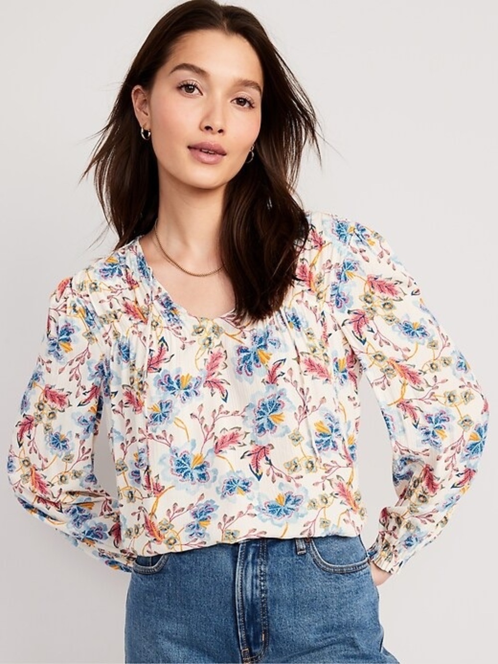 NWOT Old Navy Crinkle Smocked Poet Swing Top